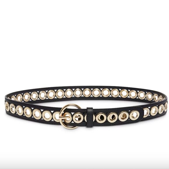 Sandro Adelia Leather Grommet Women Belt - Black main image 8